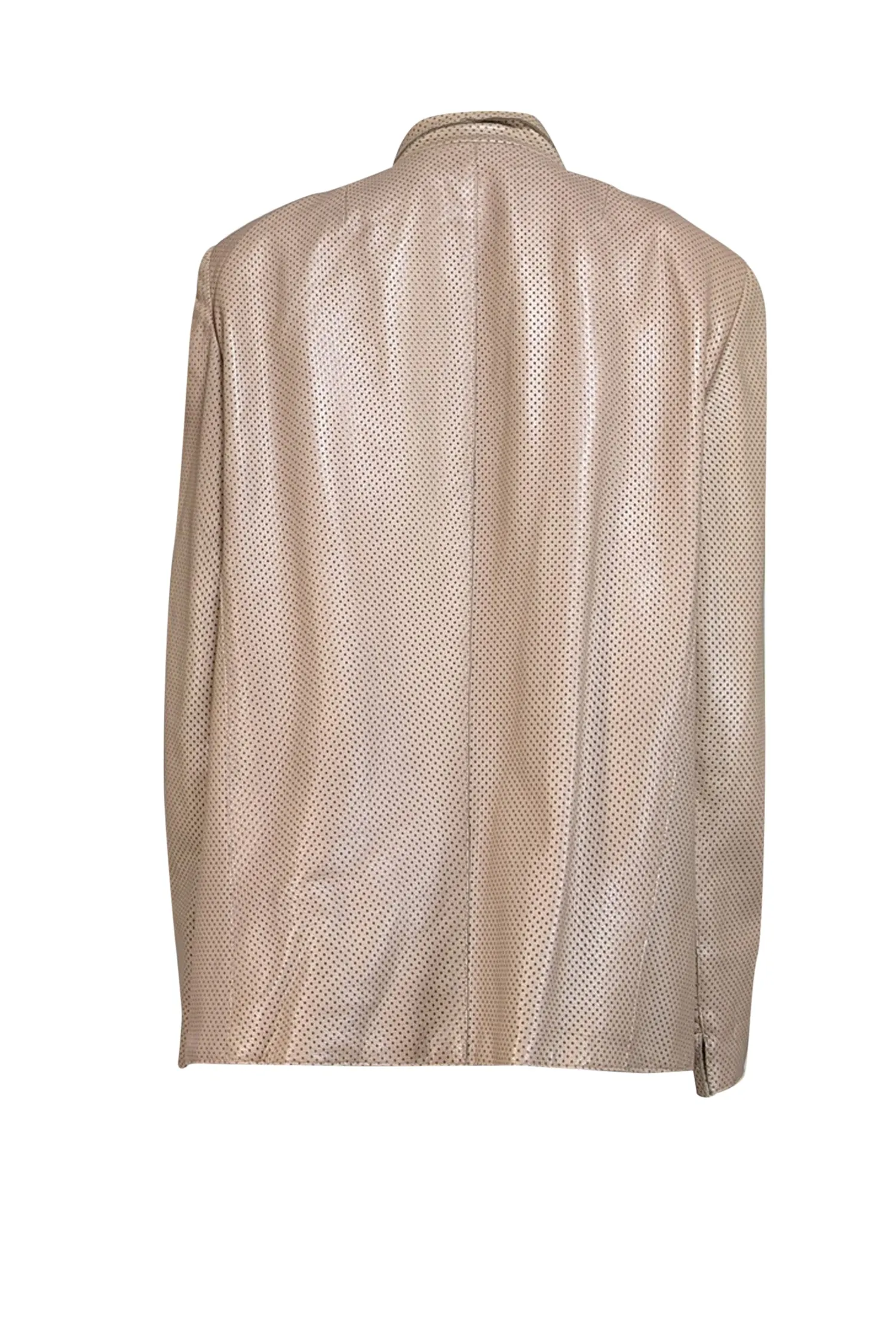 Akris - Beige Perforated Leather Blazer Sz 18