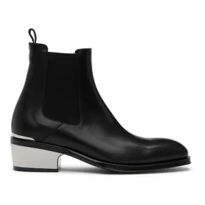 Alexander McQueen Black Metal Heel Chelsea Boots