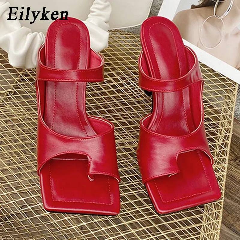 Amozae- 2024 New Design Women Slipper Elegant Square Toe High Heels Sandal Shoes High Quality Outdoor Slip On Dress Shoes
