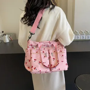 Amozae-Back To School Gifts Printed Cherry Large Capacity Shoulder Bag