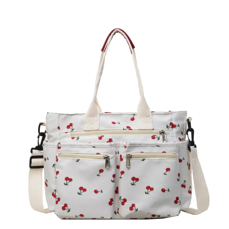 Amozae-Back To School Gifts Printed Cherry Large Capacity Shoulder Bag