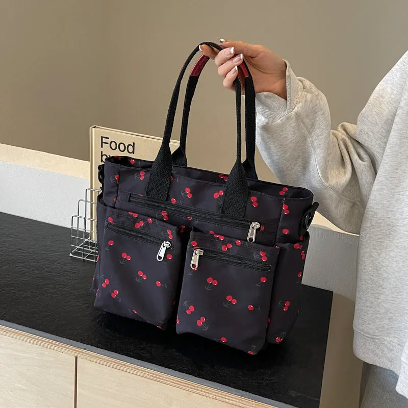 Amozae-Back To School Gifts Printed Cherry Large Capacity Shoulder Bag