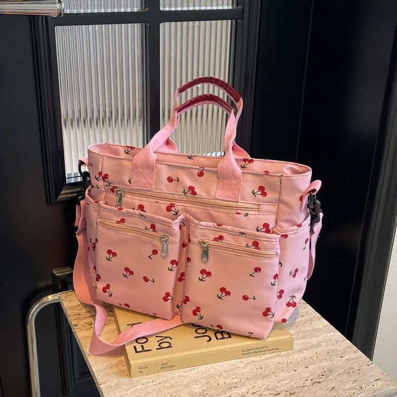 Amozae-Back To School Gifts Printed Cherry Large Capacity Shoulder Bag
