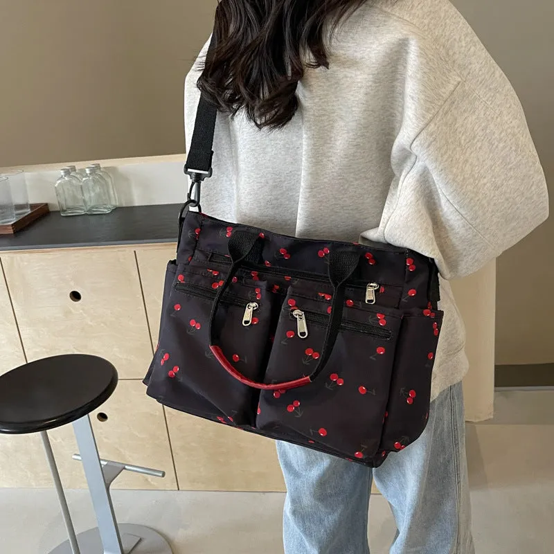Amozae-Back To School Gifts Printed Cherry Large Capacity Shoulder Bag