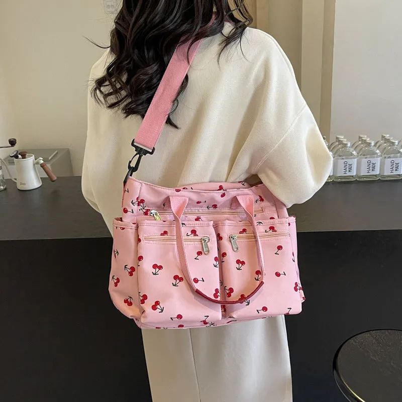 Amozae-Back To School Gifts Printed Cherry Large Capacity Shoulder Bag