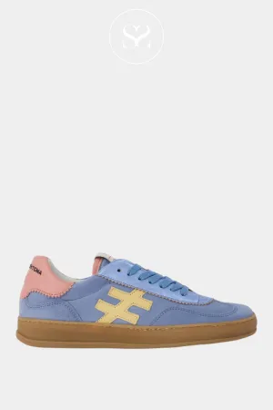 ANOTHER TREND A032 ICONIC BLUE AND BABY PINK LEATHER TRAINER