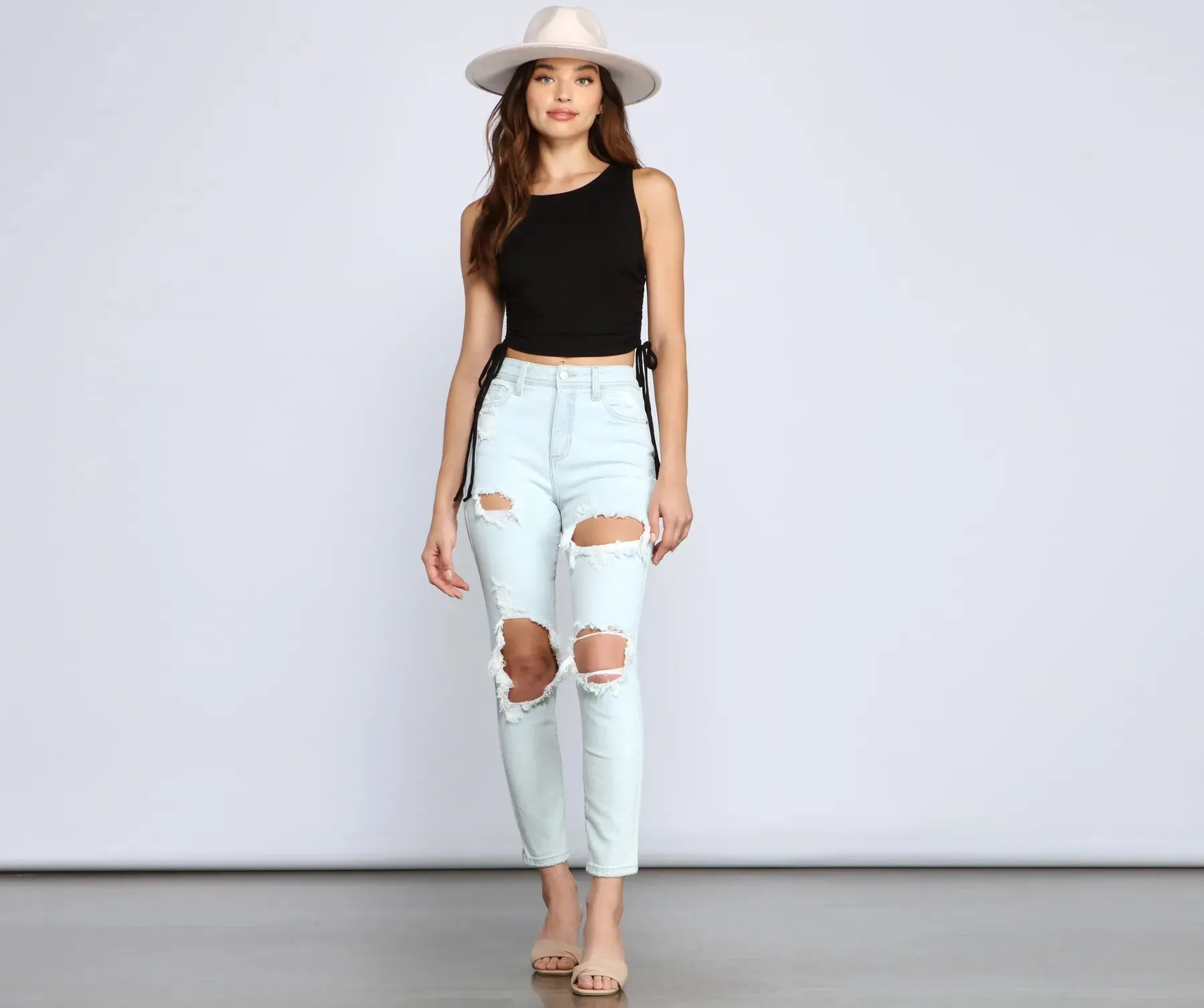Basic Vibes Ribbed Knit Ruched Top