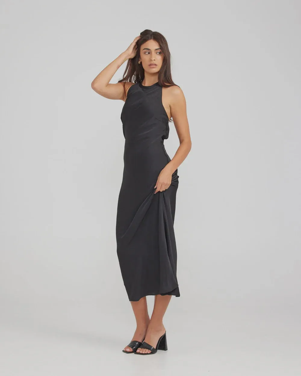 Charlie Holiday Cecilia Midi Dress- Black