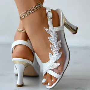 Comelyy Elegant high-heeled sandals with sequin buckle