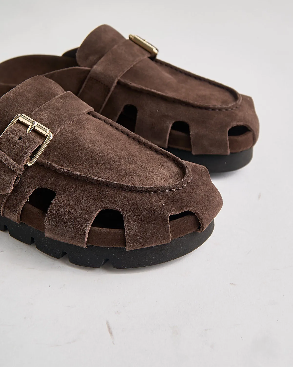 Dale 114667 Dark Brown Suede Slide Sandals