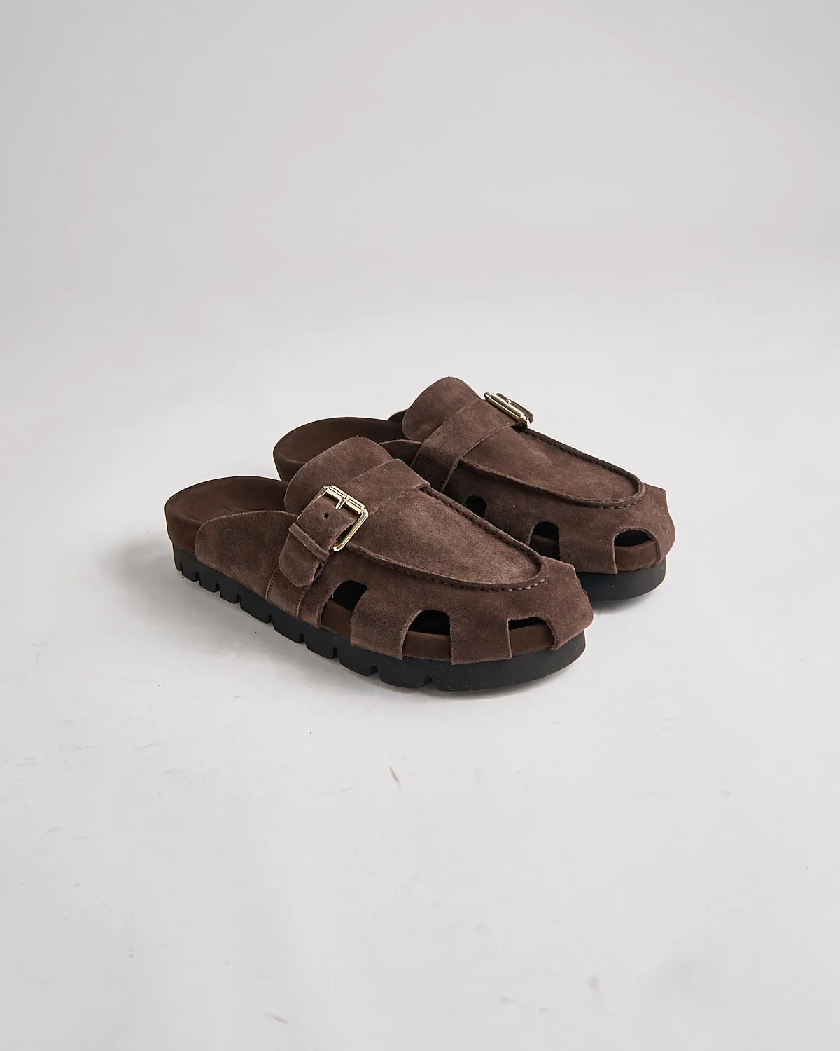Dale 114667 Dark Brown Suede Slide Sandals