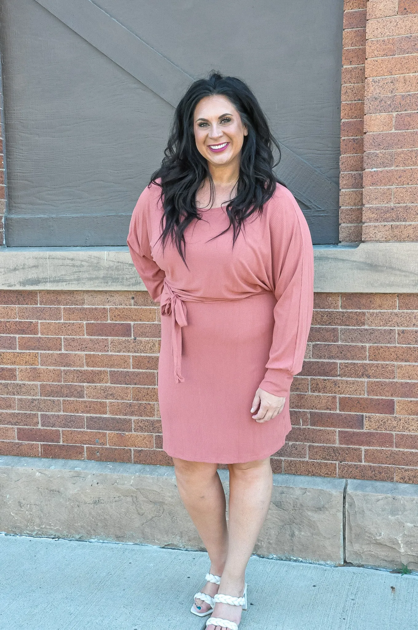 Dolman Sleeve Ribbed Curvy Dress