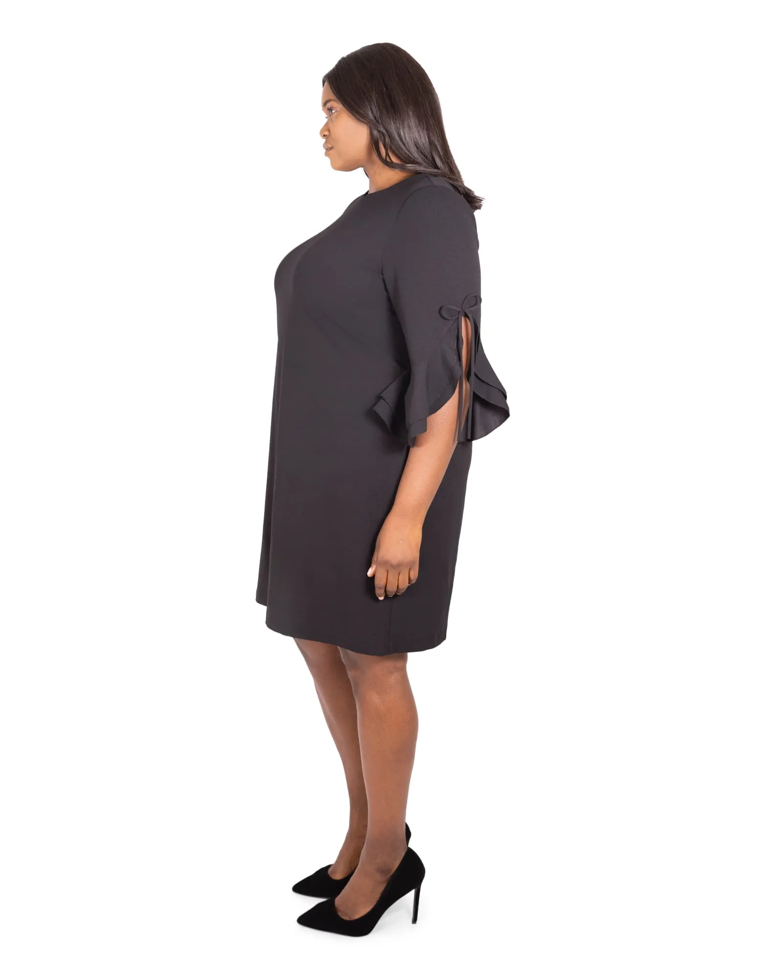 Draped Sleeve Dress | Black