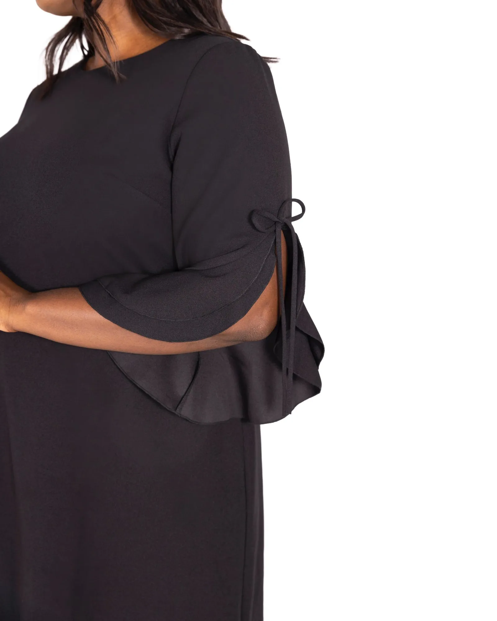 Draped Sleeve Dress | Black