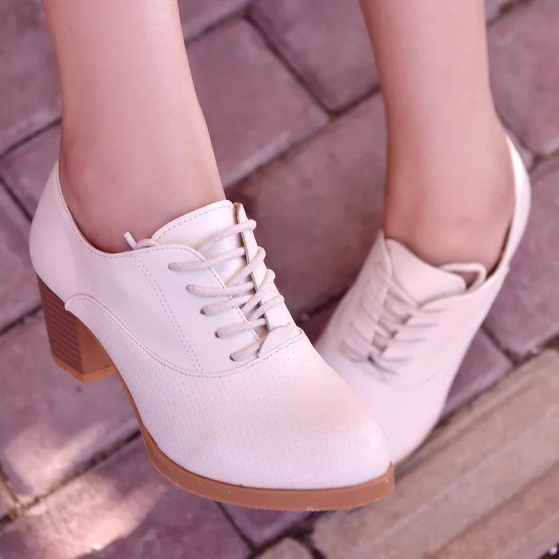 Elegant Nude Heels Lace Up Single Shoes