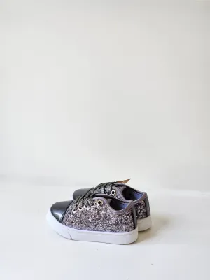 Girls Glitter Trainers Shoes - Grey