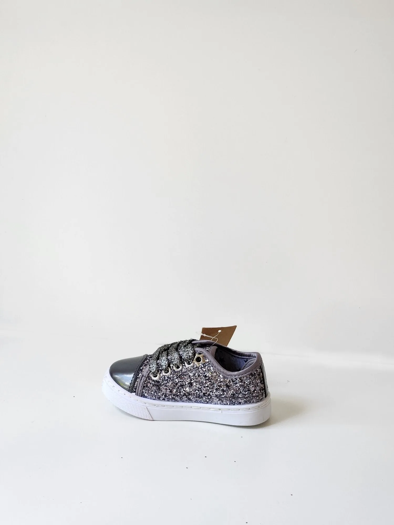 Girls Glitter Trainers Shoes - Grey