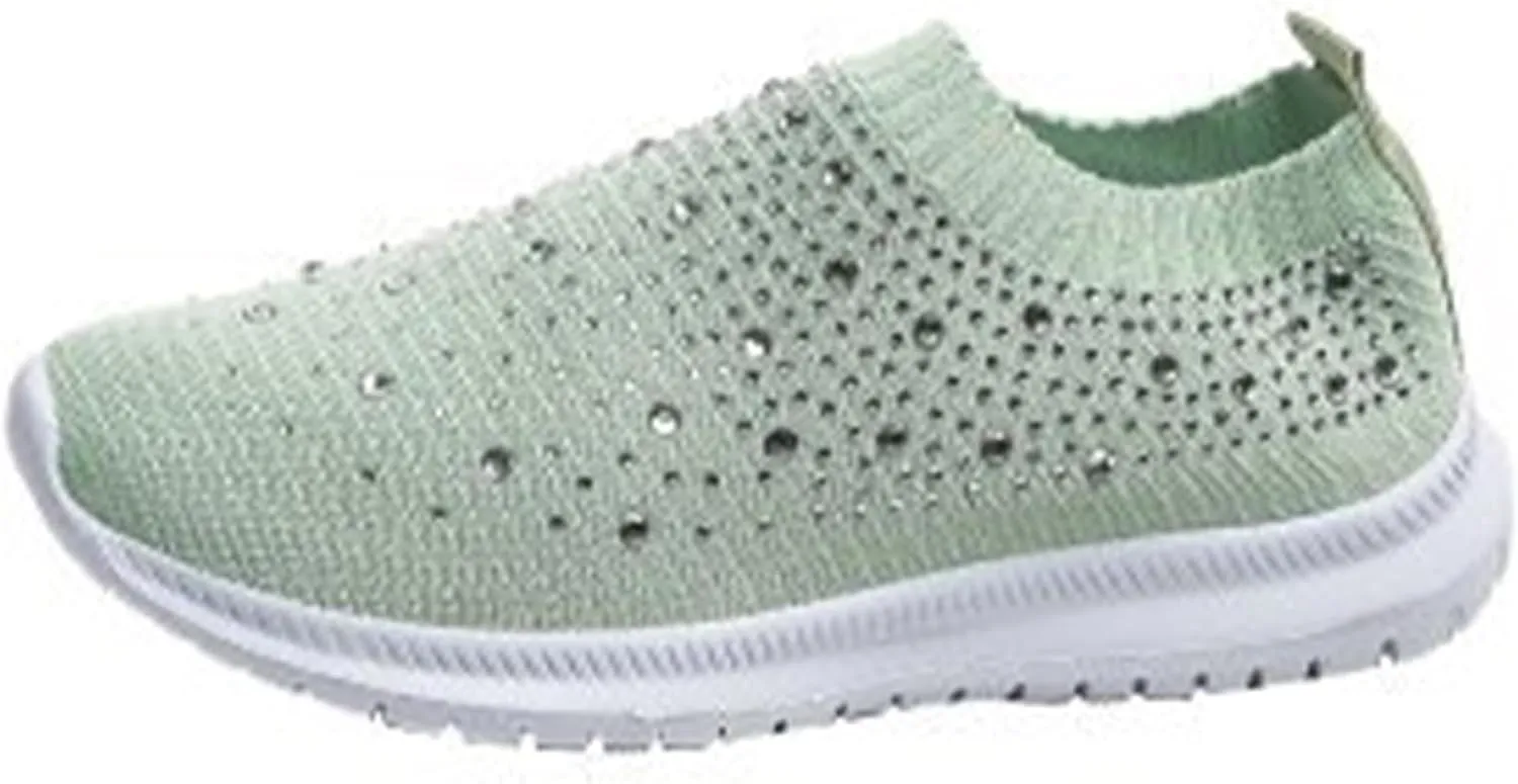 GUTZBSY Womens Rhinestones Glitter Fashion Mesh Walking Shoe,Bling Sneakers for Women Rhinestones