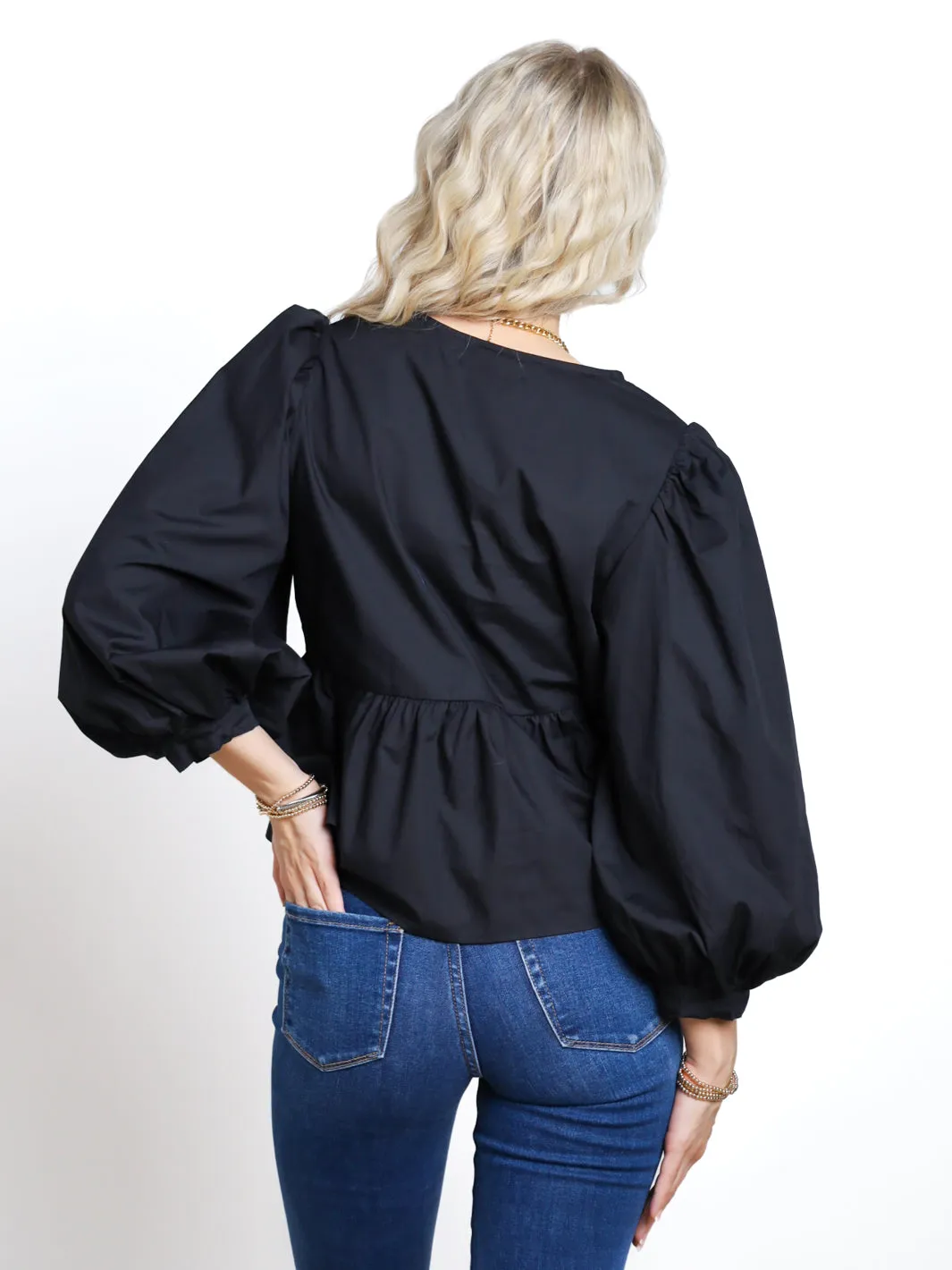 Head Over Heels Bow Tie Peplum Top- Final Sale