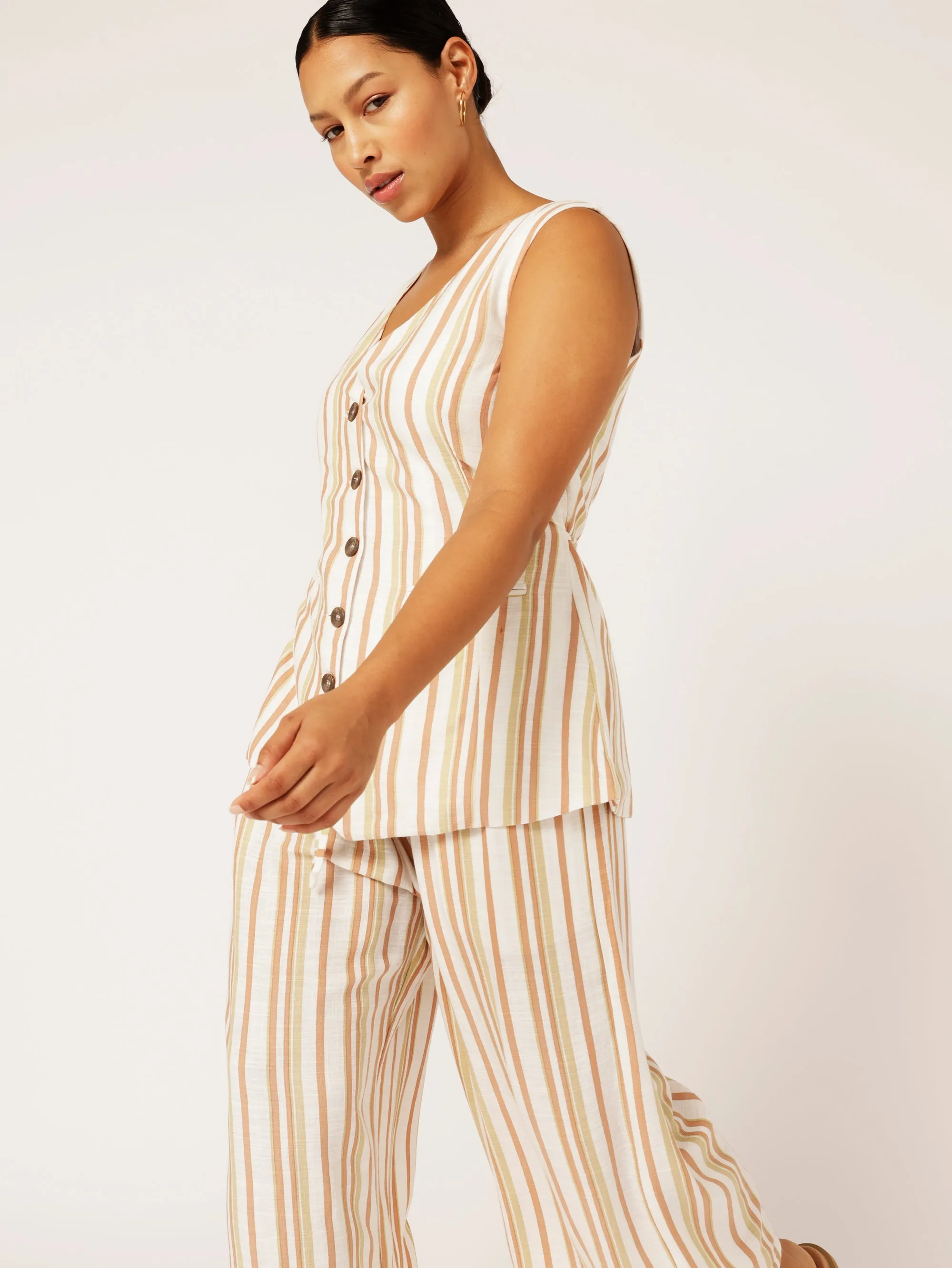 Island Pant | Sand Stripe | Linen Viscose
