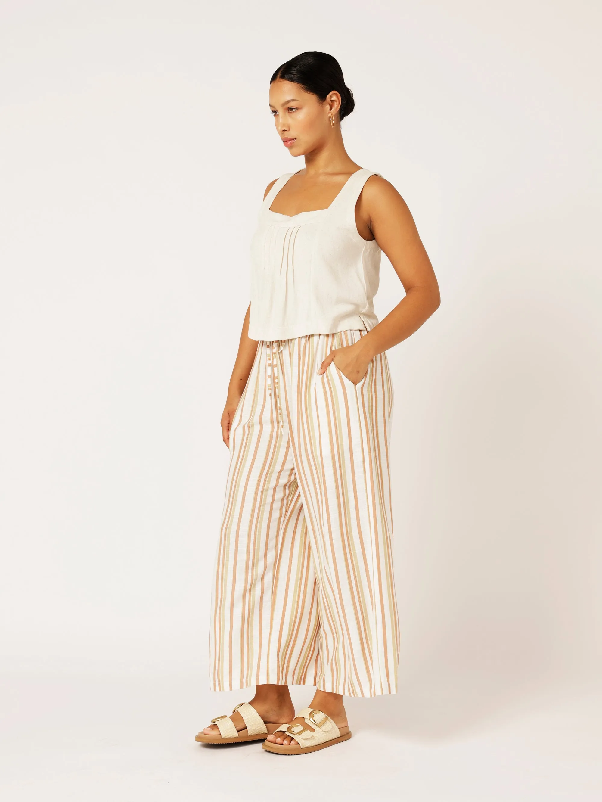 Island Pant | Sand Stripe | Linen Viscose