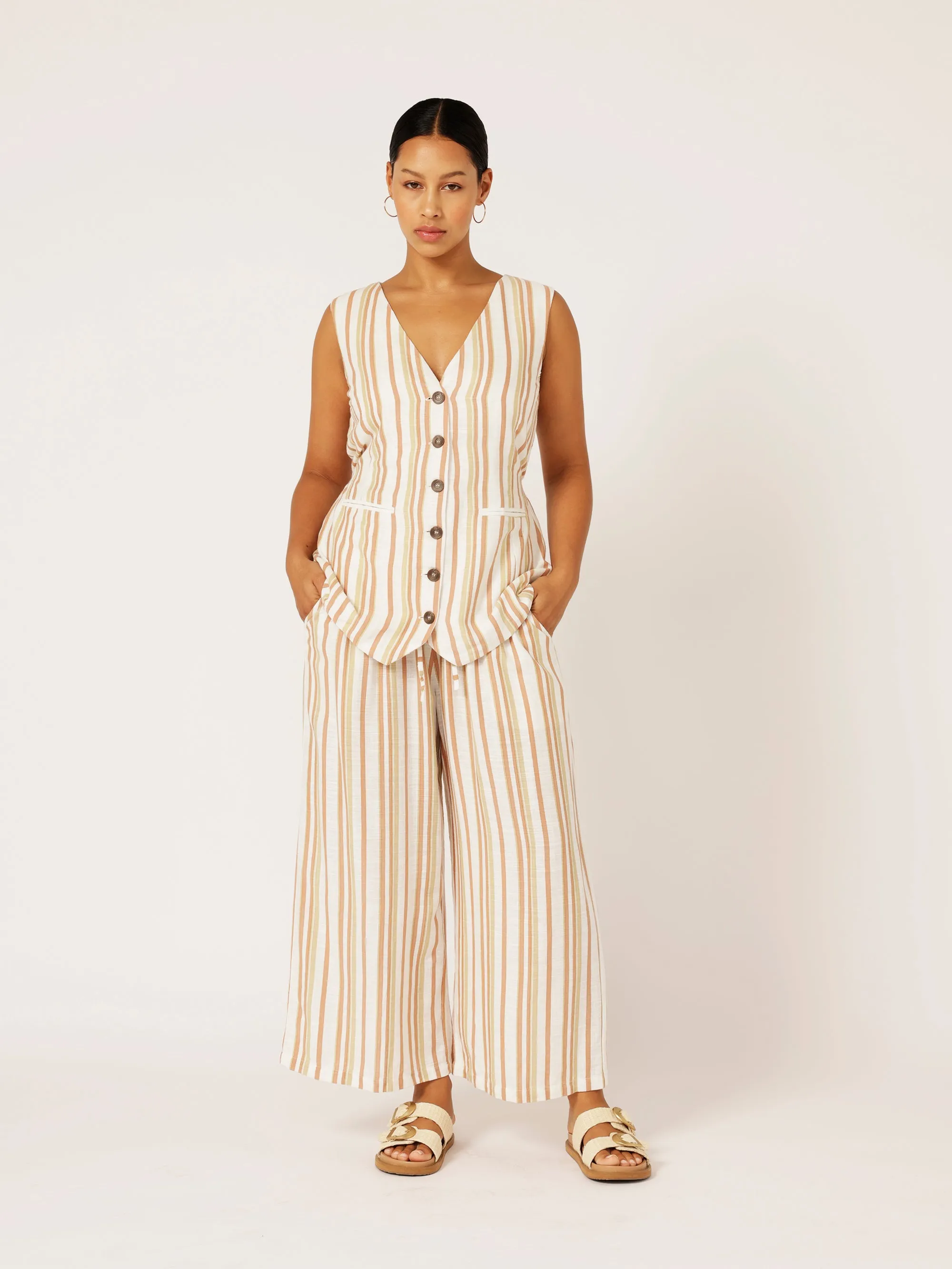 Island Pant | Sand Stripe | Linen Viscose