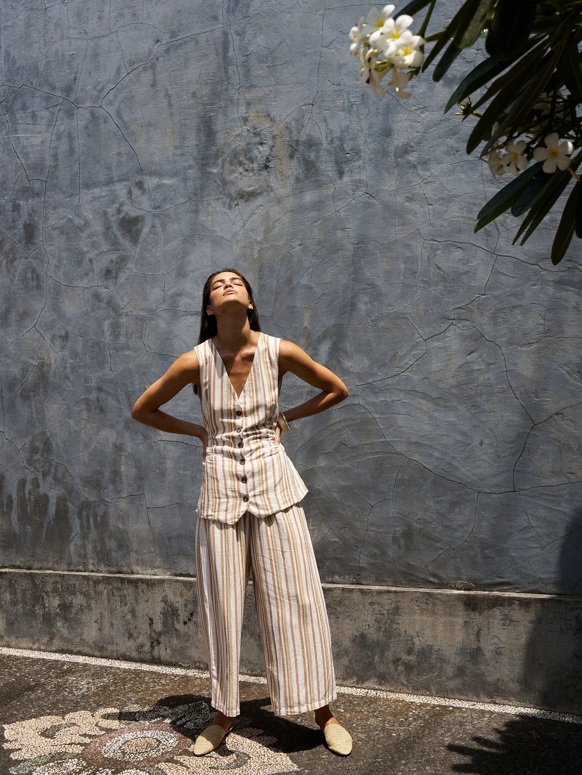 Island Pant | Sand Stripe | Linen Viscose