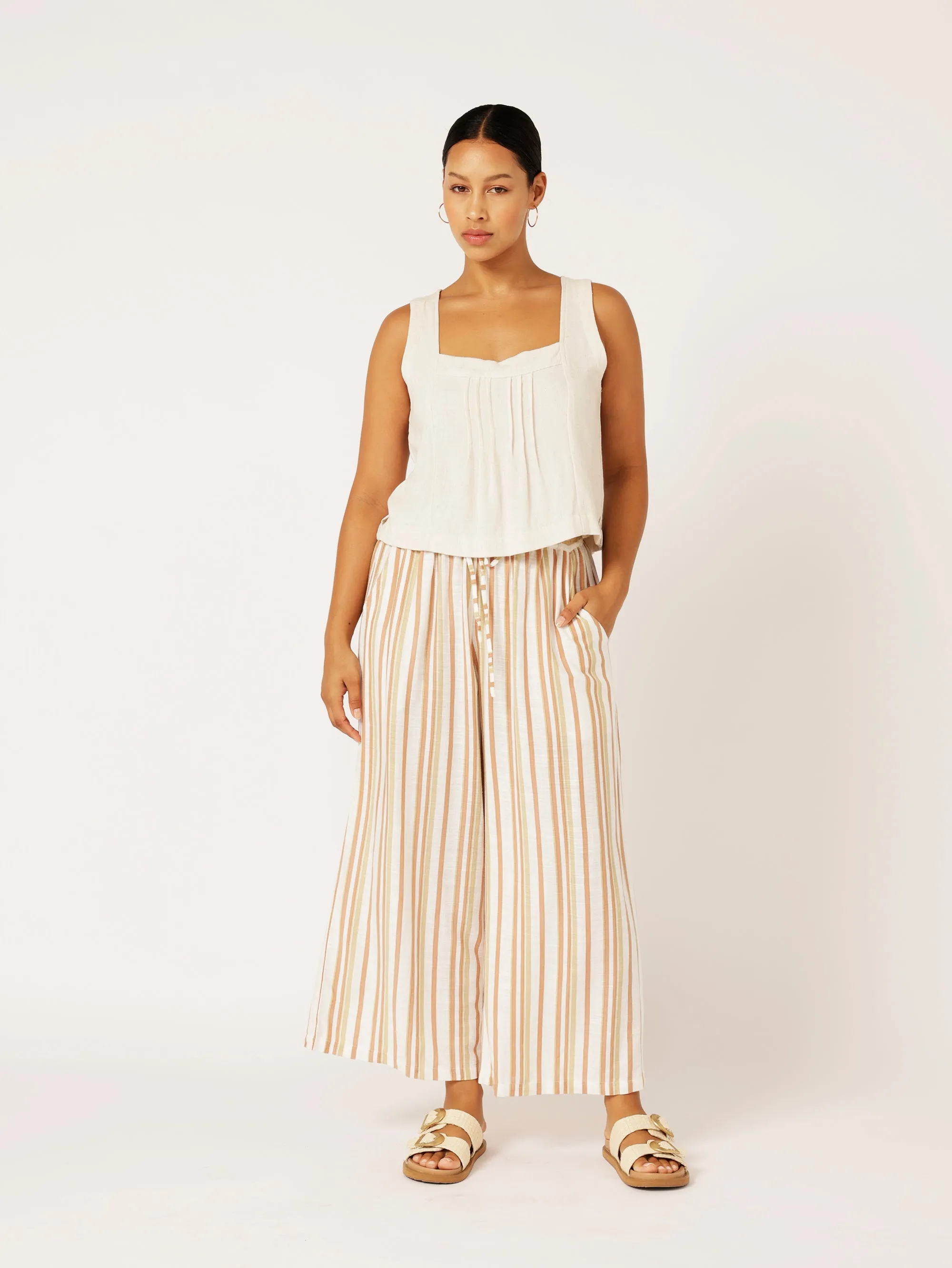 Island Pant | Sand Stripe | Linen Viscose