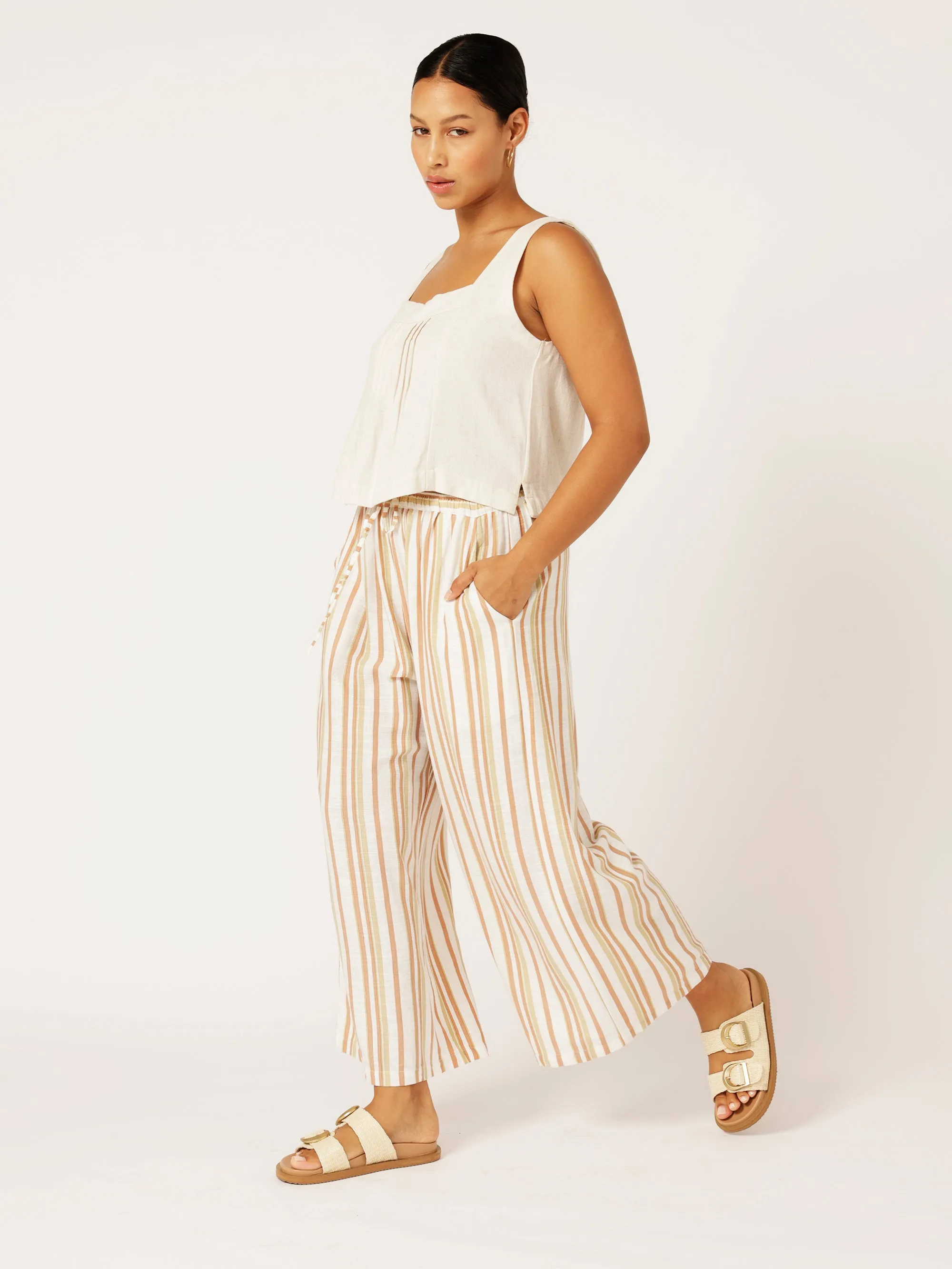 Island Pant | Sand Stripe | Linen Viscose