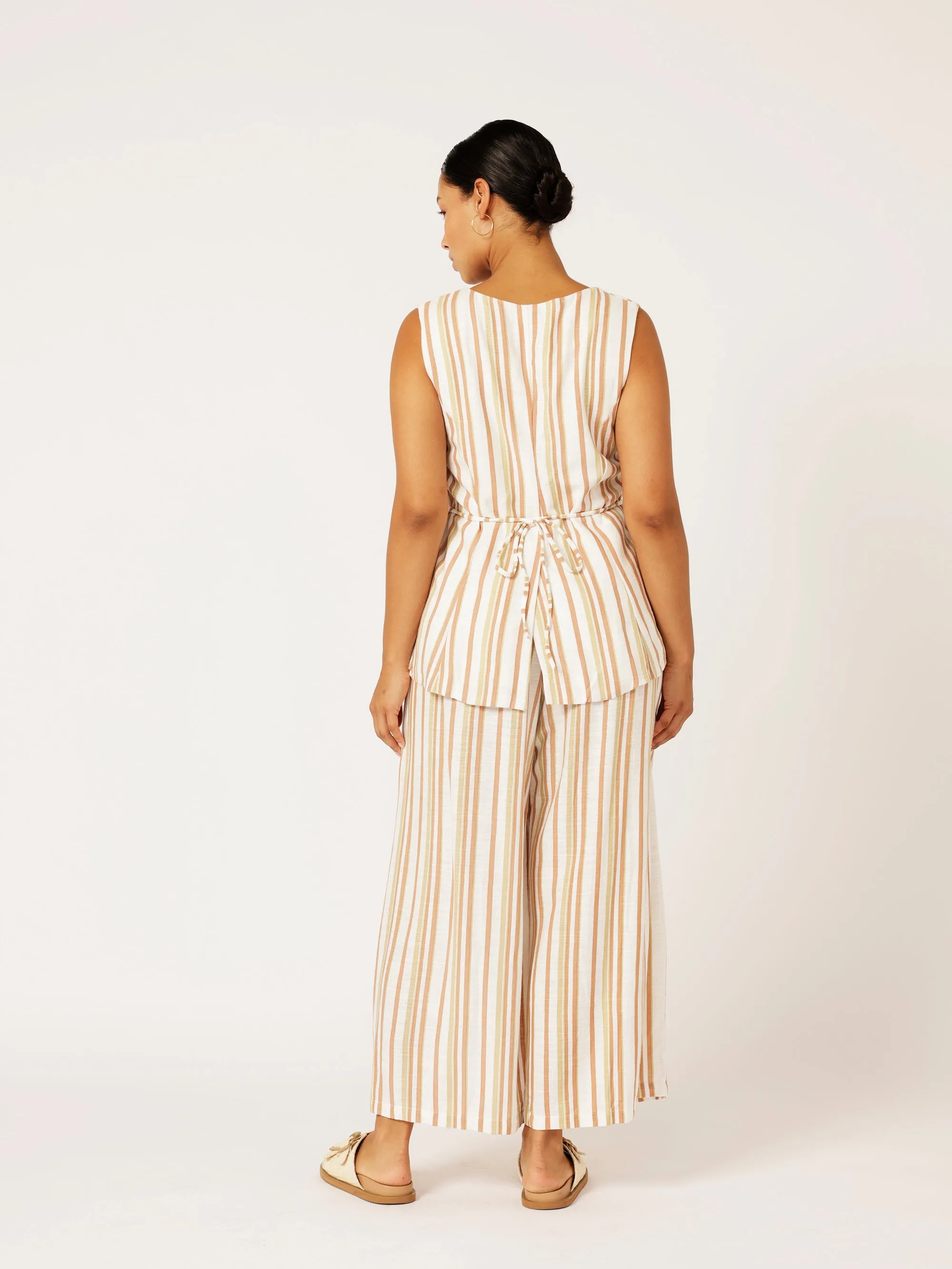 Island Pant | Sand Stripe | Linen Viscose