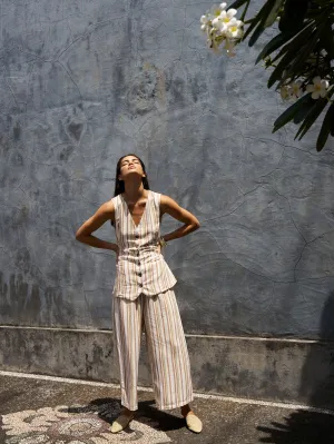 Island Pant | Sand Stripe | Linen Viscose