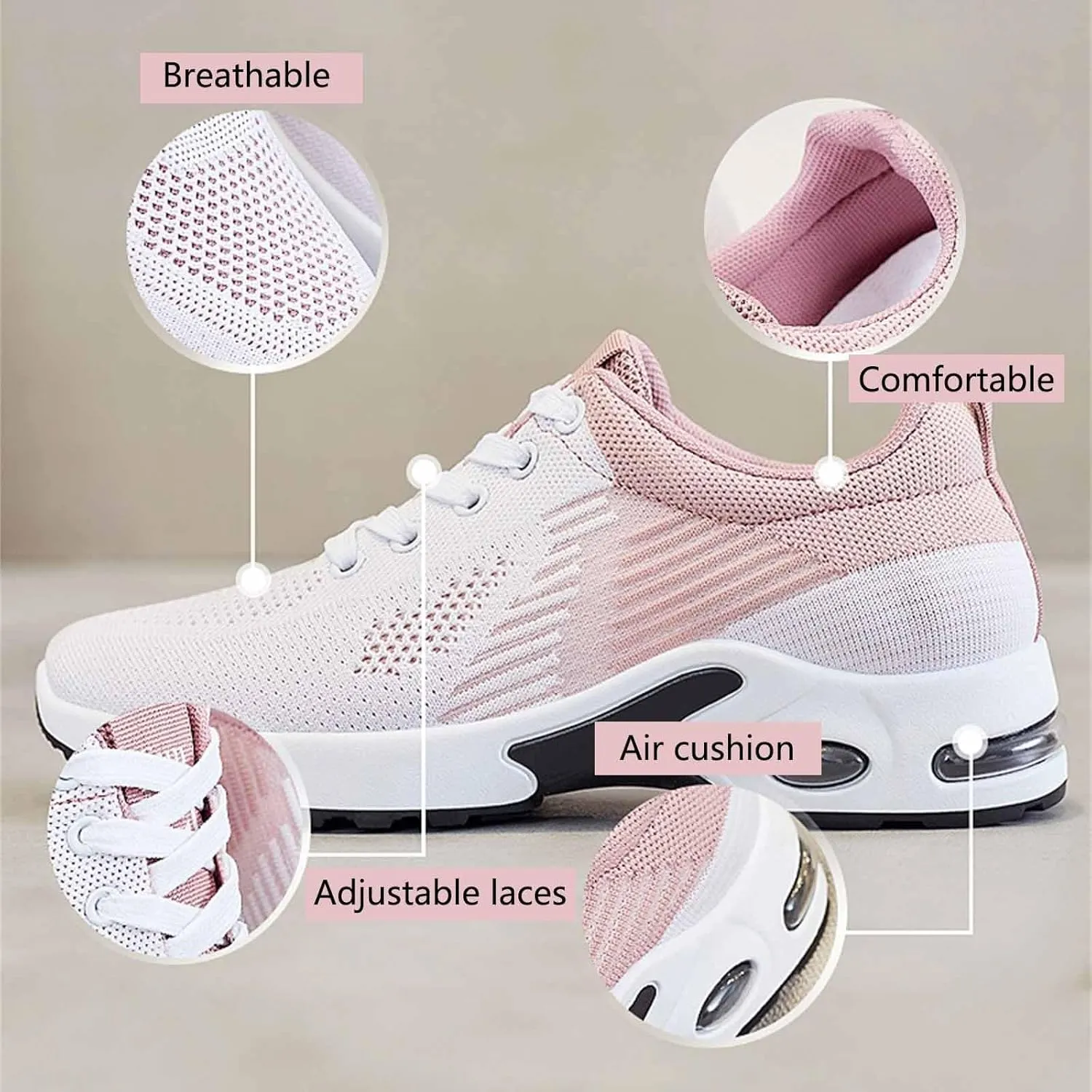 Kubbon Womens Walking Sneakers Arch Support Running Shoes Non Slip Wide Width Toe Box Shoes Lightweight Breathable Athletic Sneakers Casual Comfy
