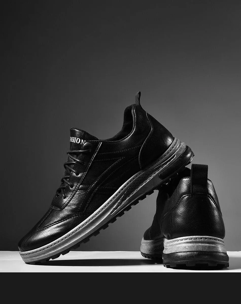Men's Casual Low-Top Leather Shoes in Black