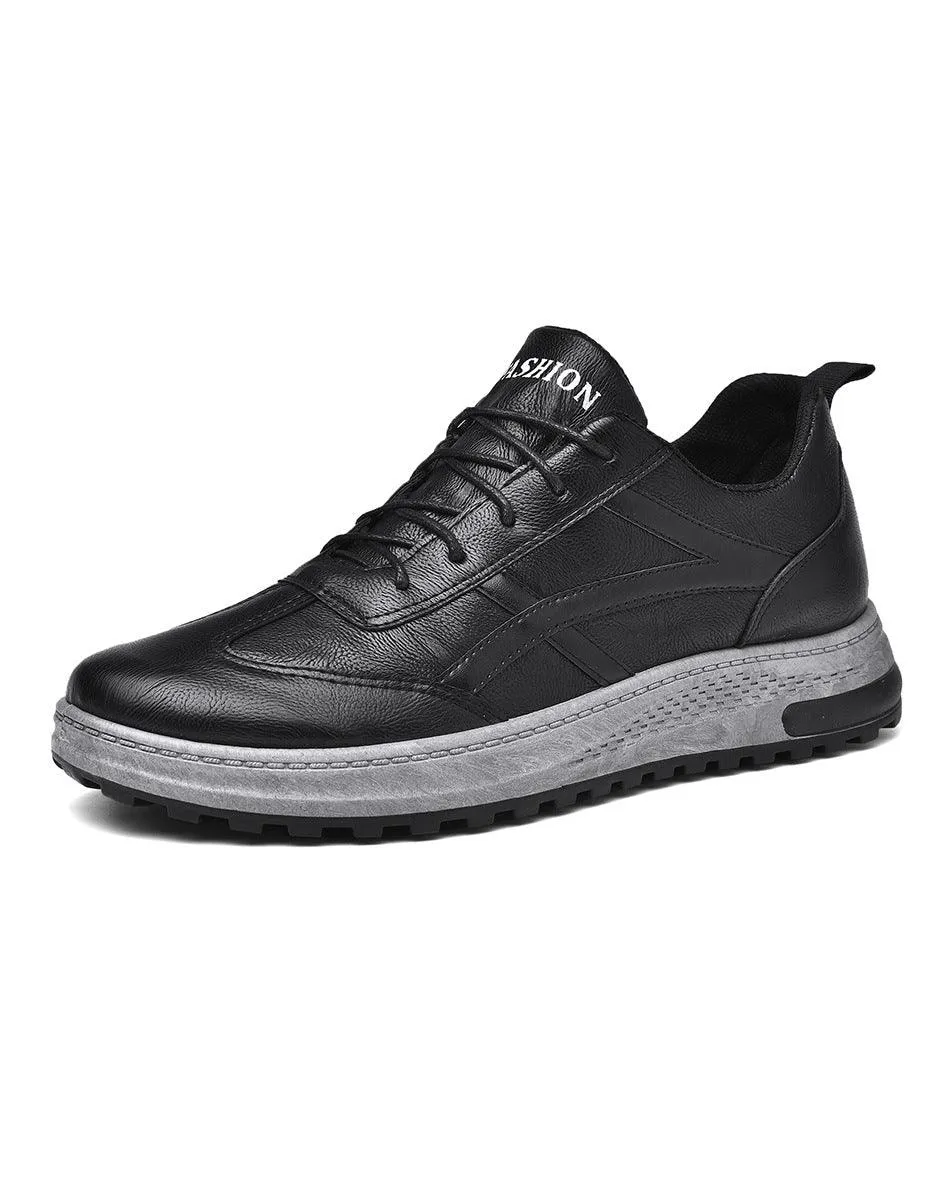 Men's Casual Low-Top Leather Shoes in Black