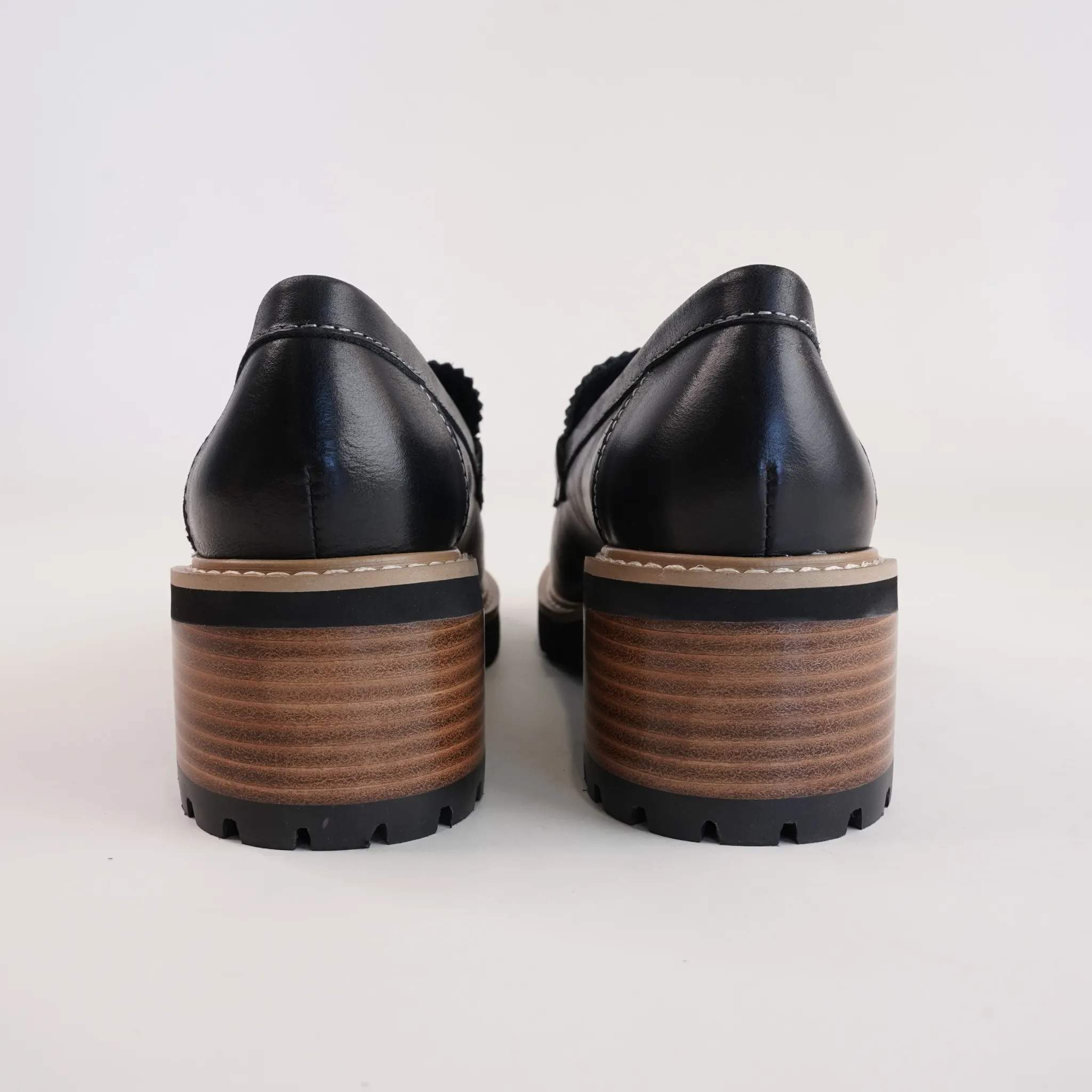 Merrel Black/ Natural Heeled Loafers