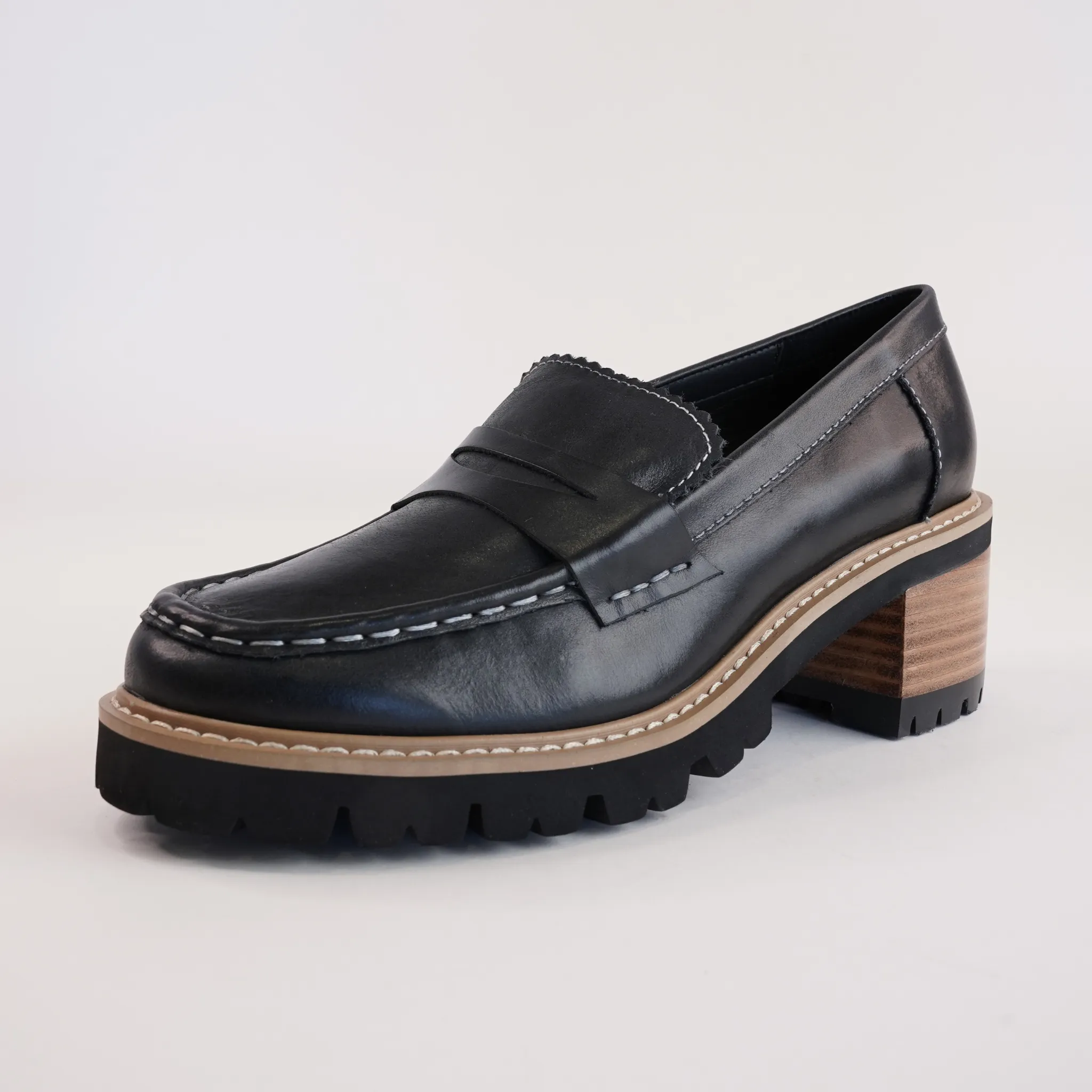 Merrel Black/ Natural Heeled Loafers