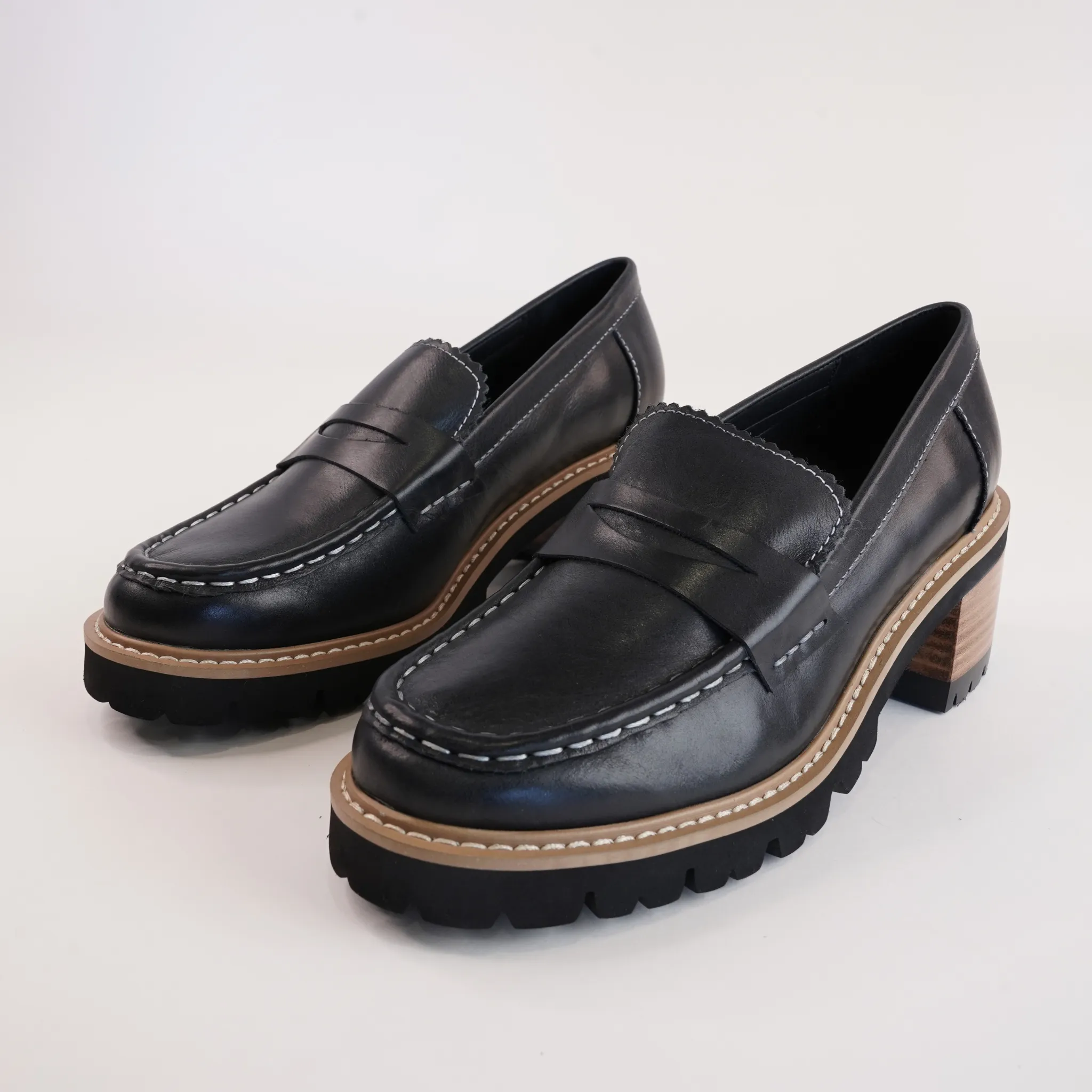 Merrel Black/ Natural Heeled Loafers