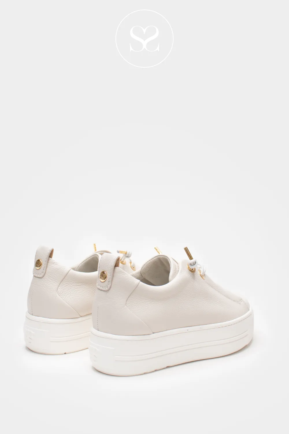 PAUL GREEN 5017-061 IVORY PLATFORM TRAINERS