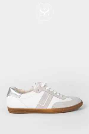 PAUL GREEN 5450 CREAM/GREY LEATHER SPORTY LOW PROFILE TRAINERS