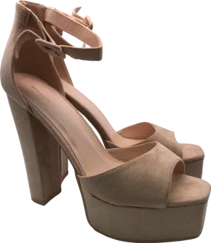 PLT Beige Suede Block High Heel Sandals EU 41 UK 8