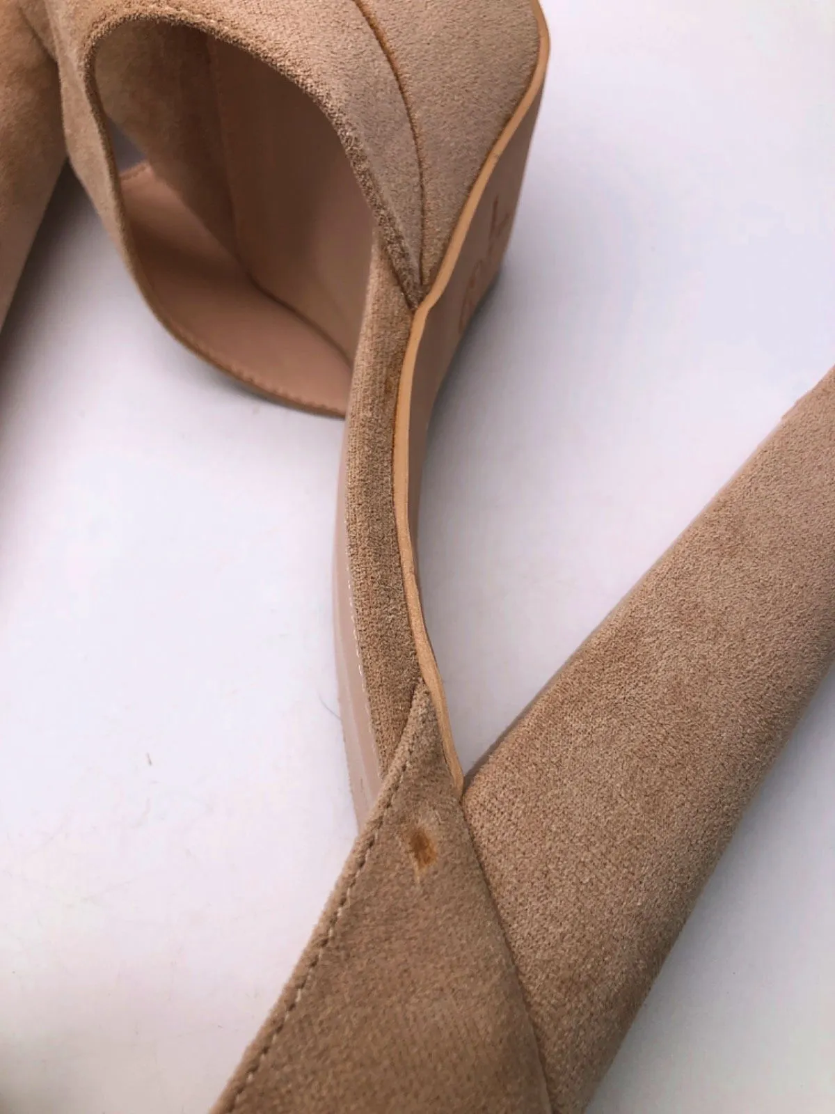 PLT Beige Suede Block High Heel Sandals EU 41 UK 8
