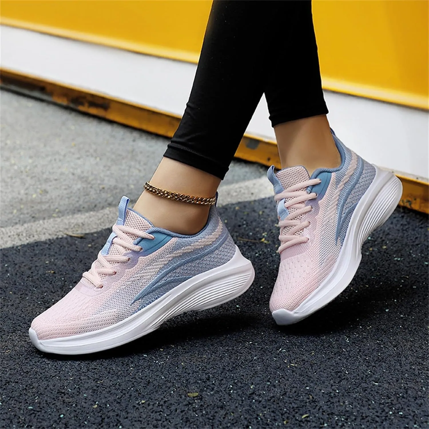 Running Shoes for Men Slip On Walking Sneaker Mesh Breathable Non Slip Cushioning Sneakers Lace Up Tennis Gym Workout Shoes