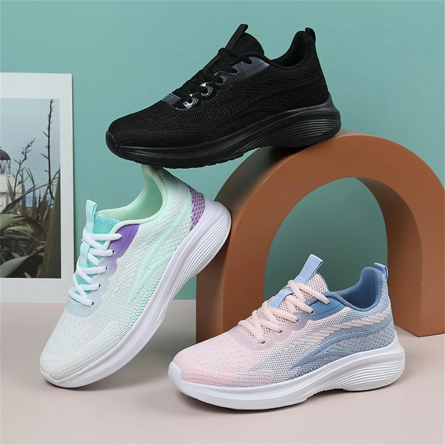 Running Shoes for Men Slip On Walking Sneaker Mesh Breathable Non Slip Cushioning Sneakers Lace Up Tennis Gym Workout Shoes