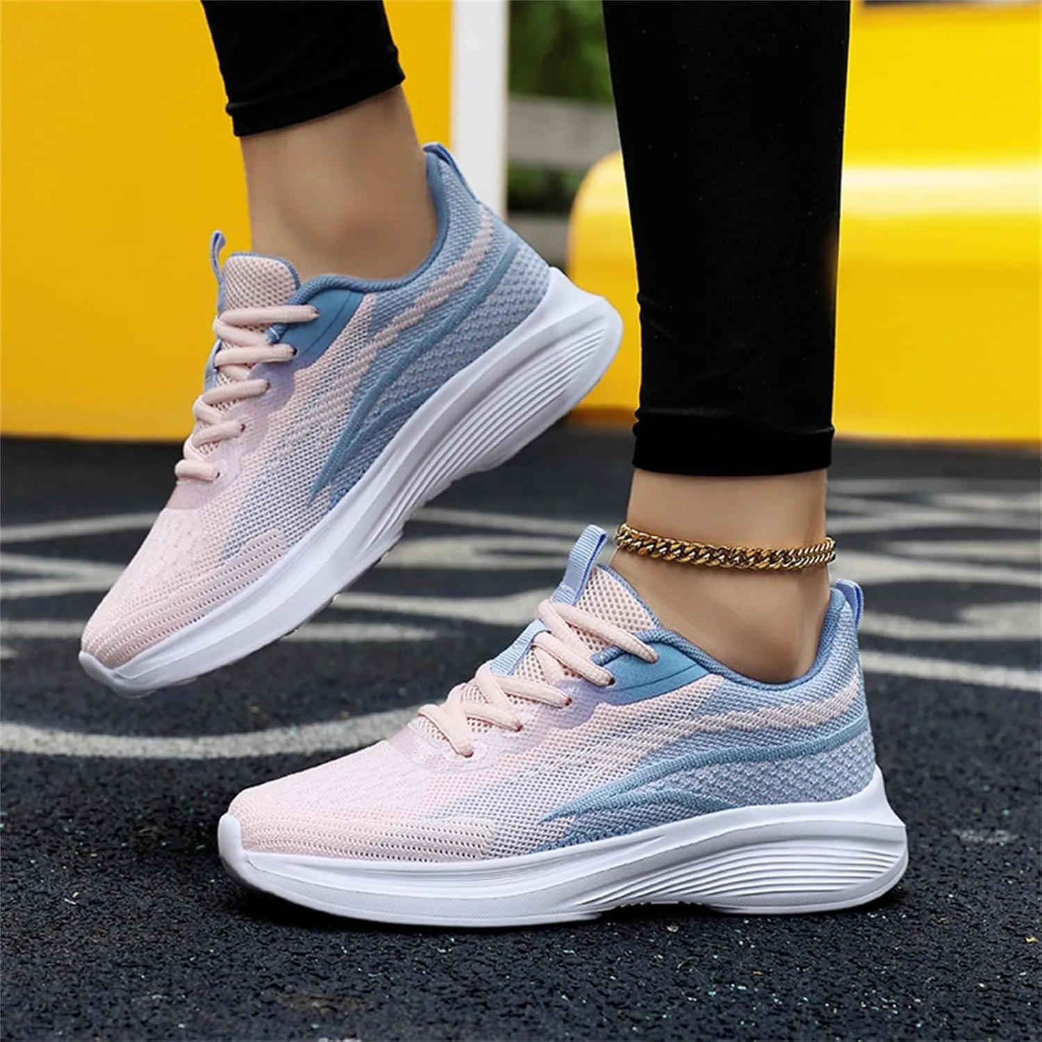 Running Shoes for Men Slip On Walking Sneaker Mesh Breathable Non Slip Cushioning Sneakers Lace Up Tennis Gym Workout Shoes