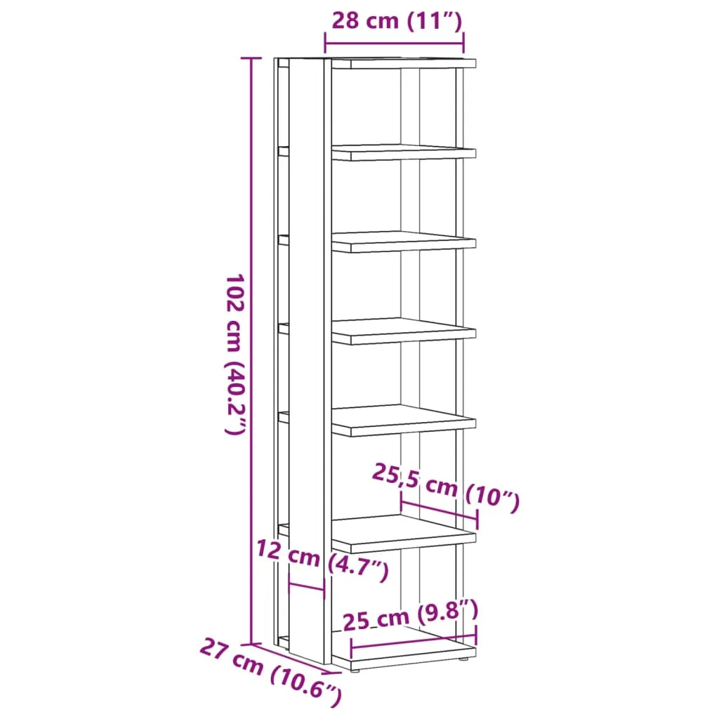 Shoe Cabinet Old Wood 28x27x102 cm Engineered Wood