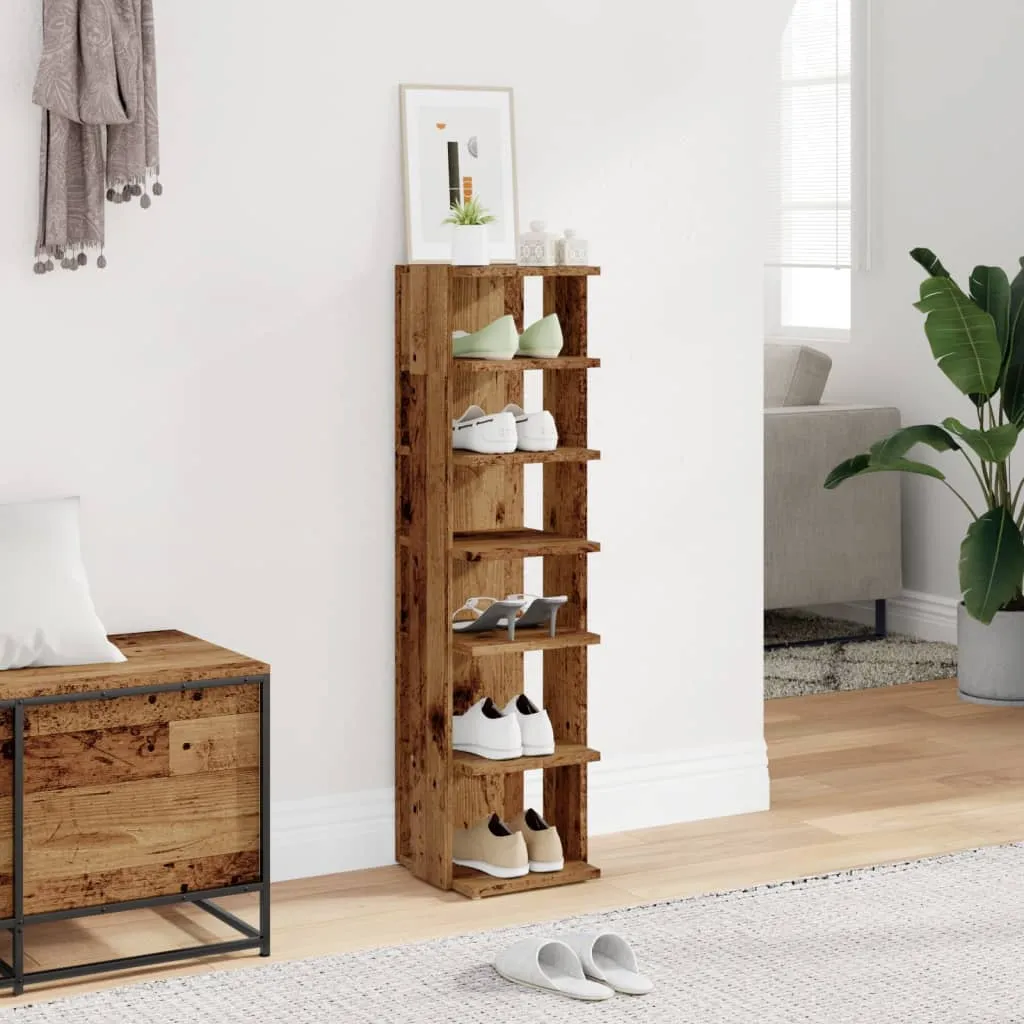 Shoe Cabinet Old Wood 28x27x102 cm Engineered Wood