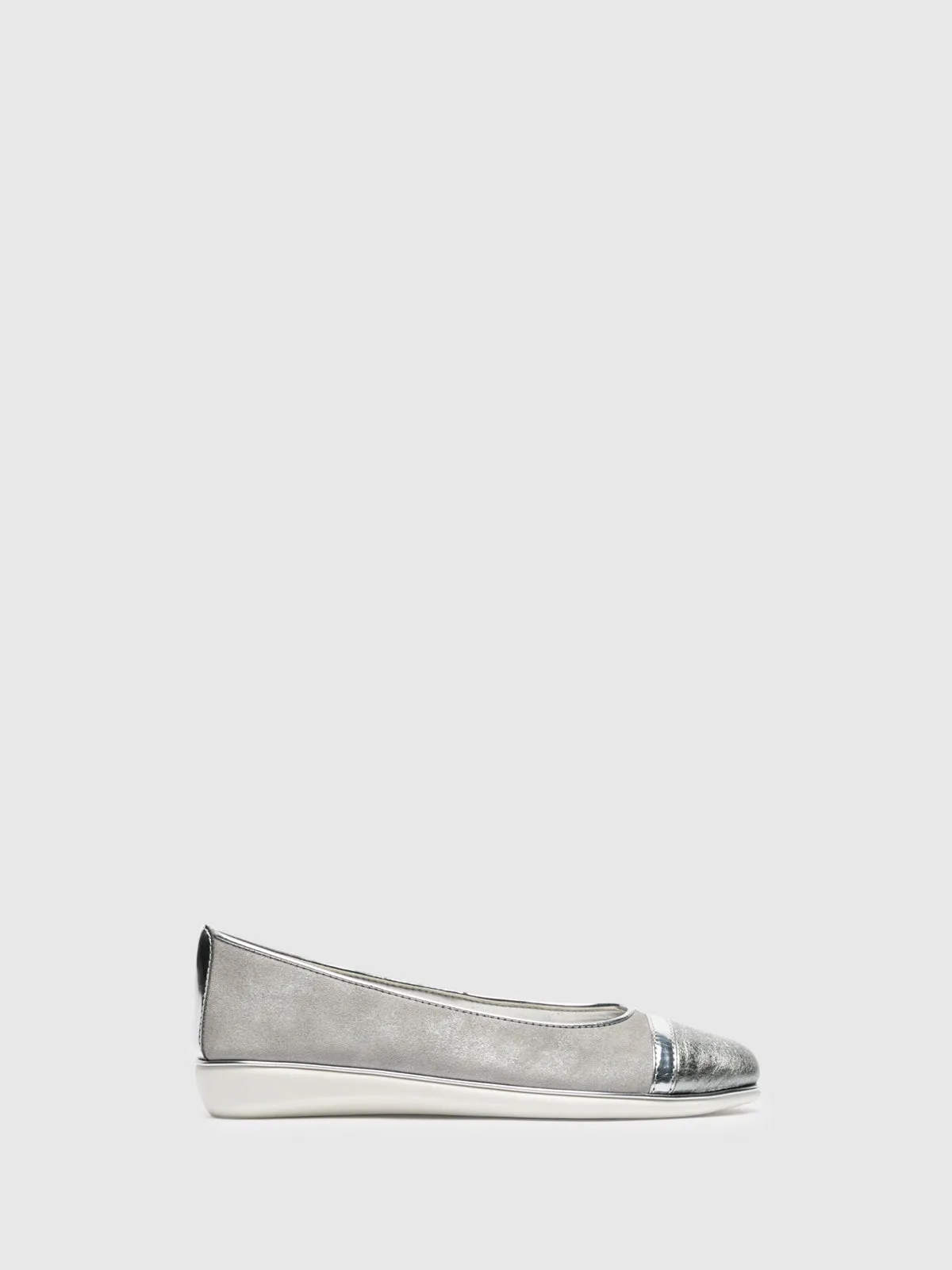 Silver Round Toe Ballerinas