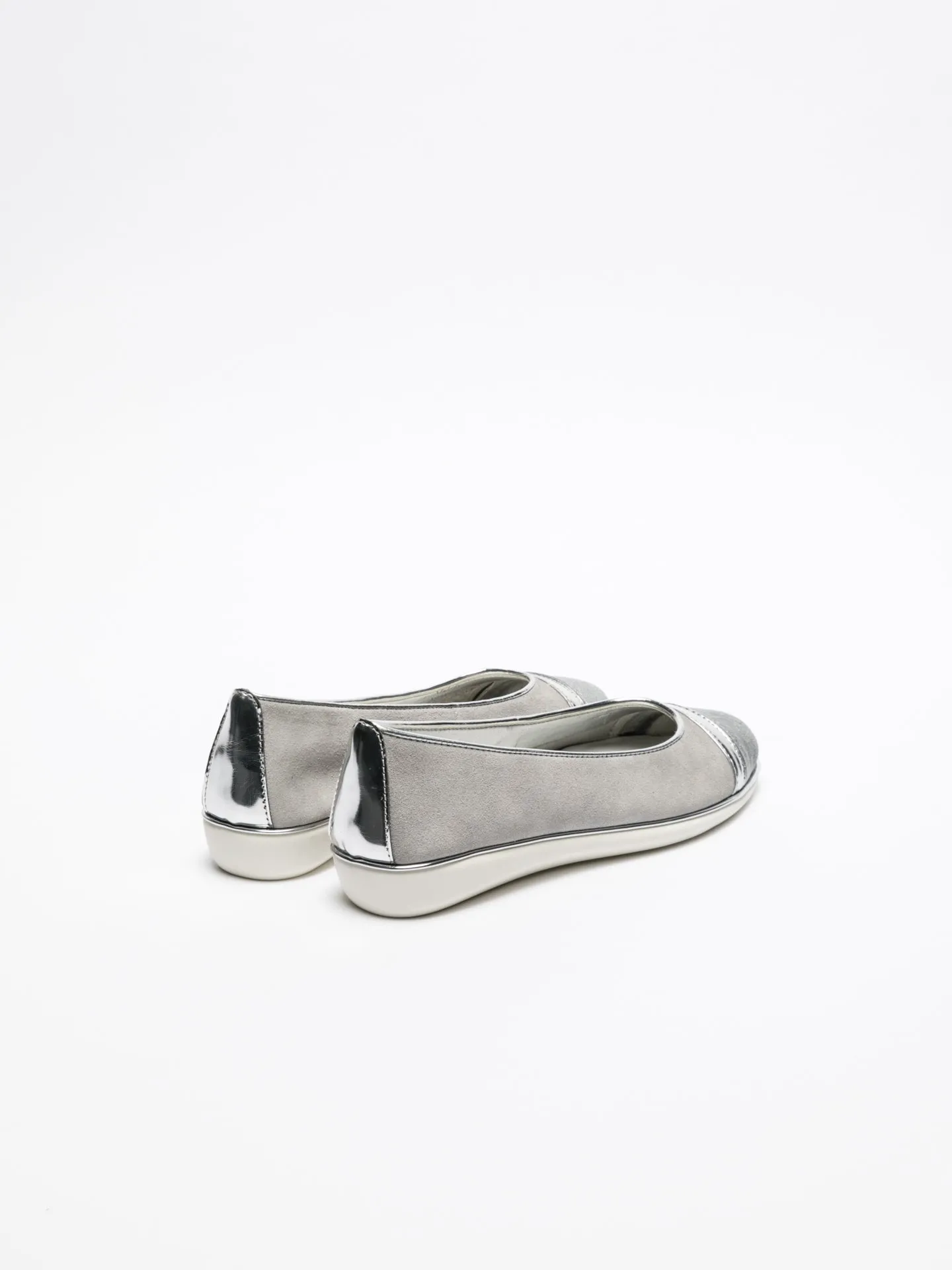 Silver Round Toe Ballerinas