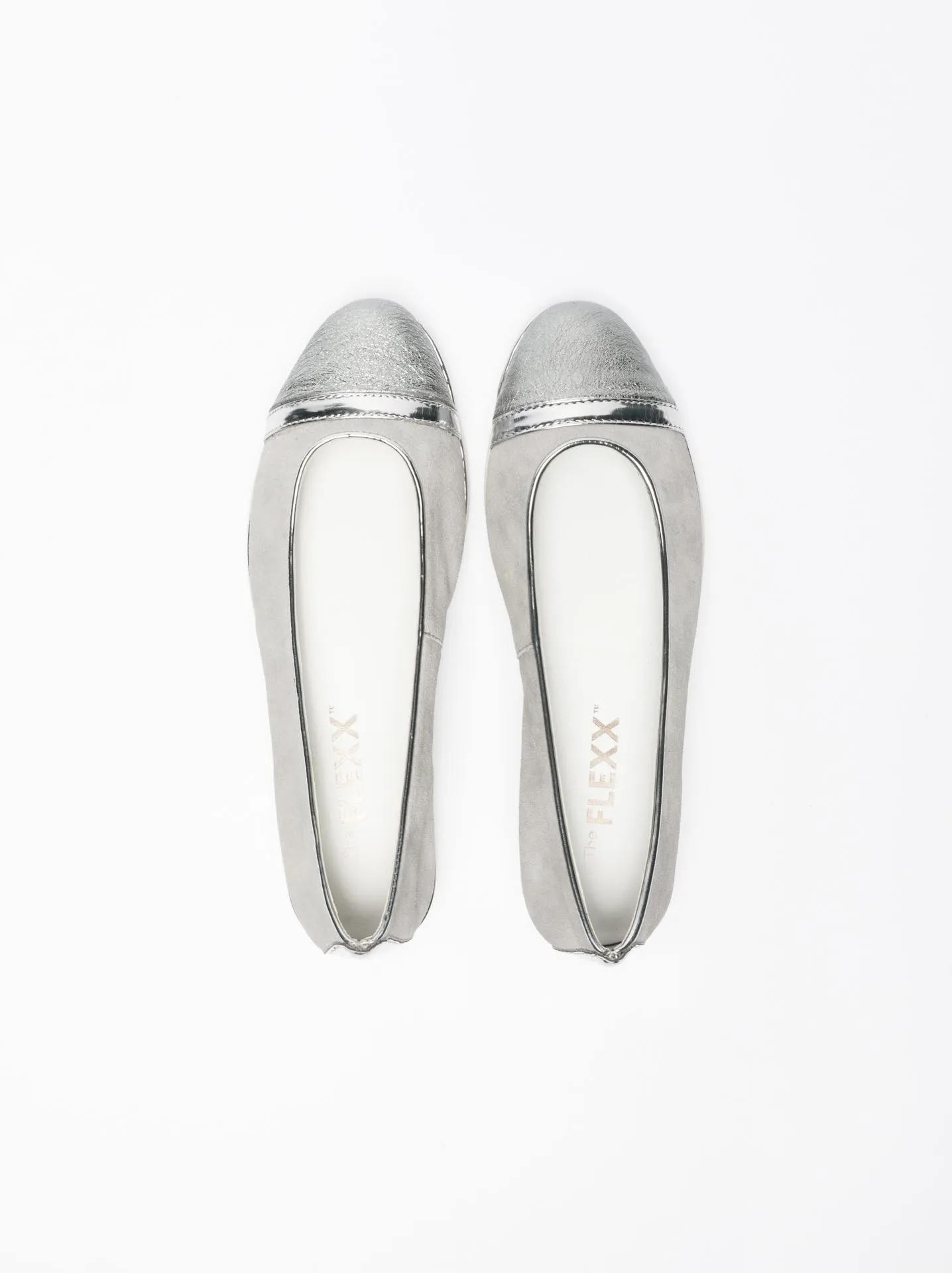 Silver Round Toe Ballerinas