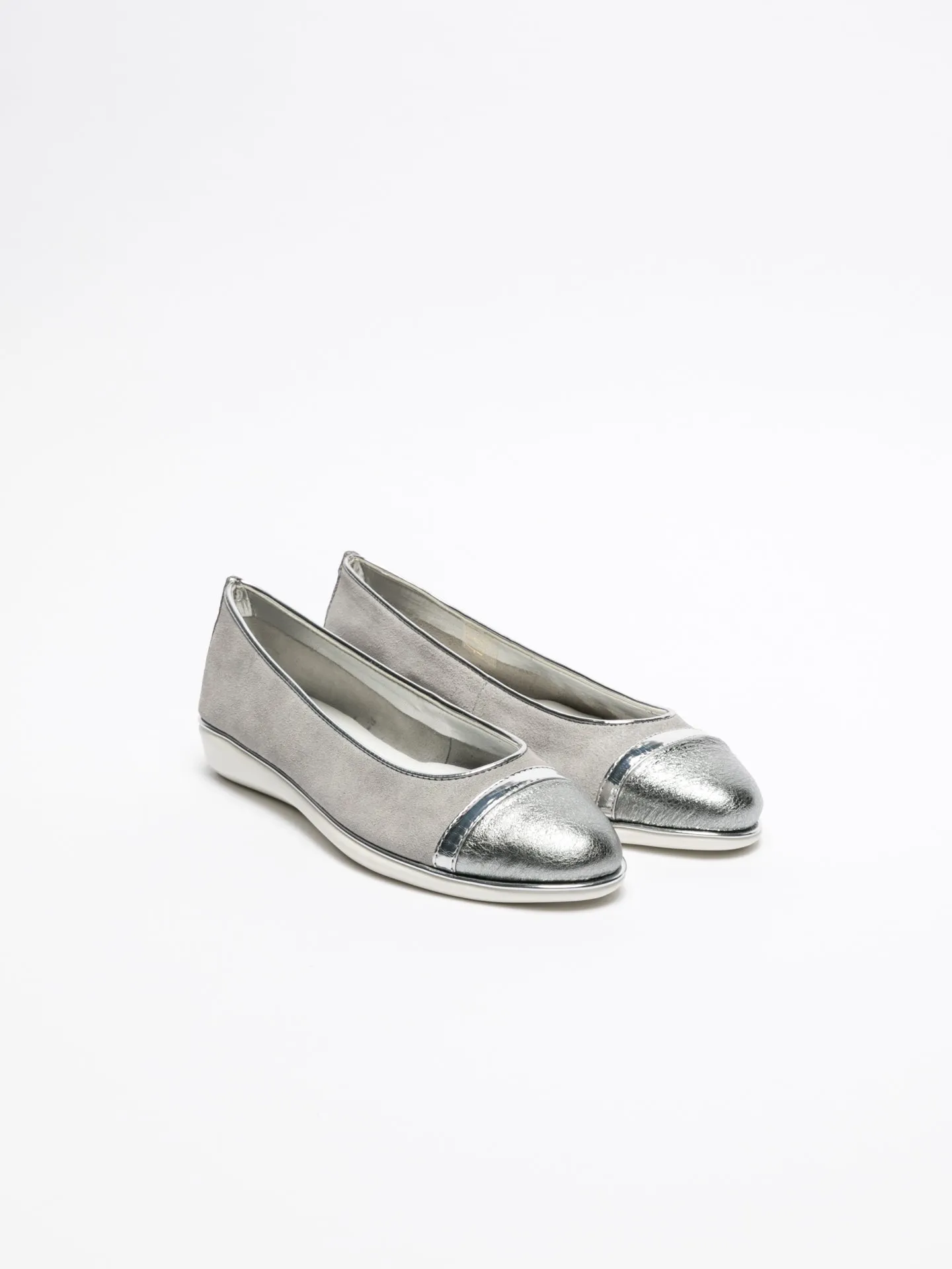 Silver Round Toe Ballerinas